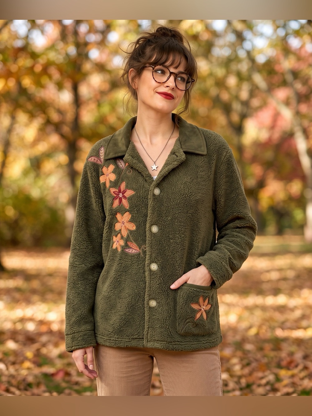 TEDDI Embroidered Fleece Cardigan Jacket